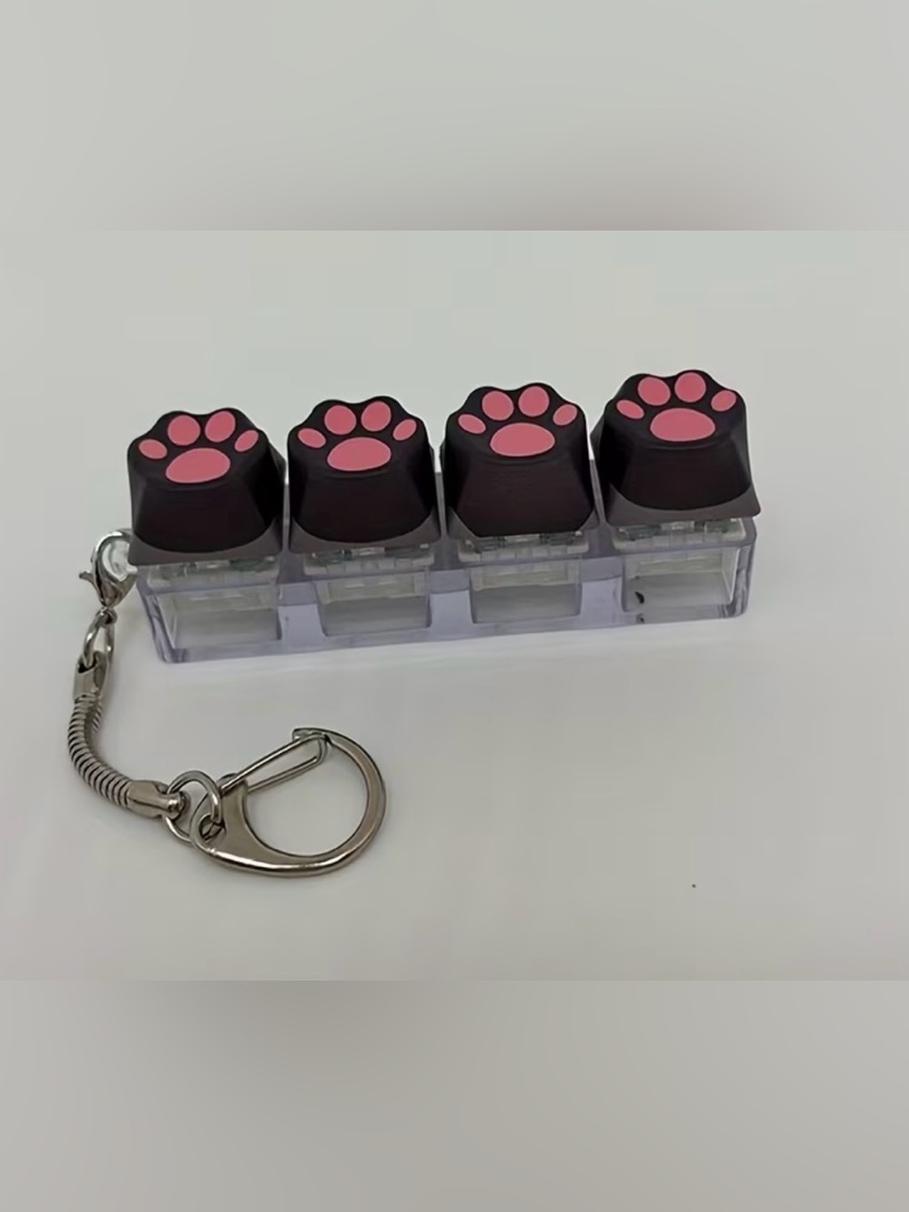 Brown Keycaps with Pink Paw Print bag charm